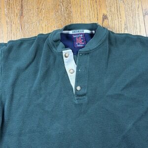 Y2K American Eagle Outfitters Shirt Mens XL Green Thermal Henley Waffle